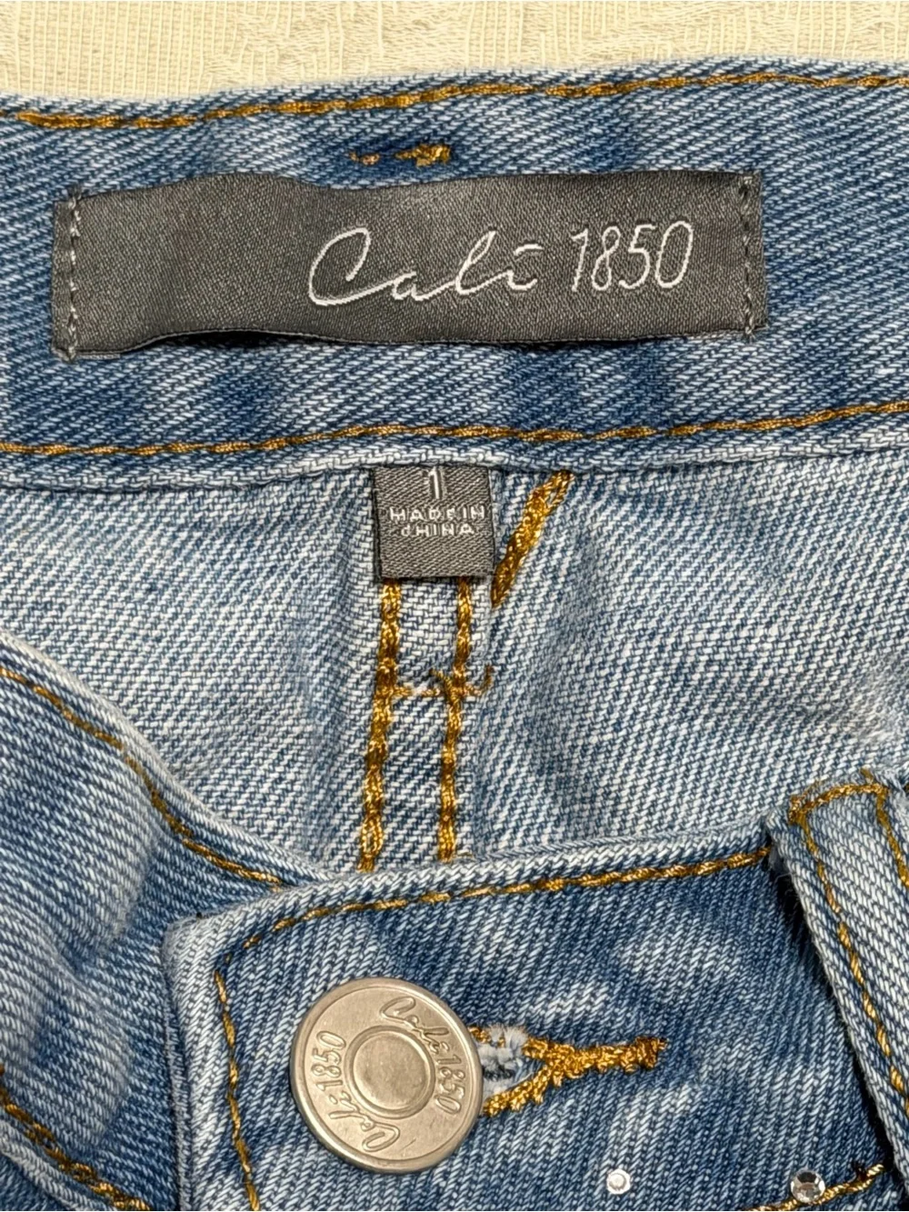 Embellished Distressed Blue Denim Shorts